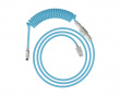 USB-C Coiled Cable - Lyse Blå / Hvit