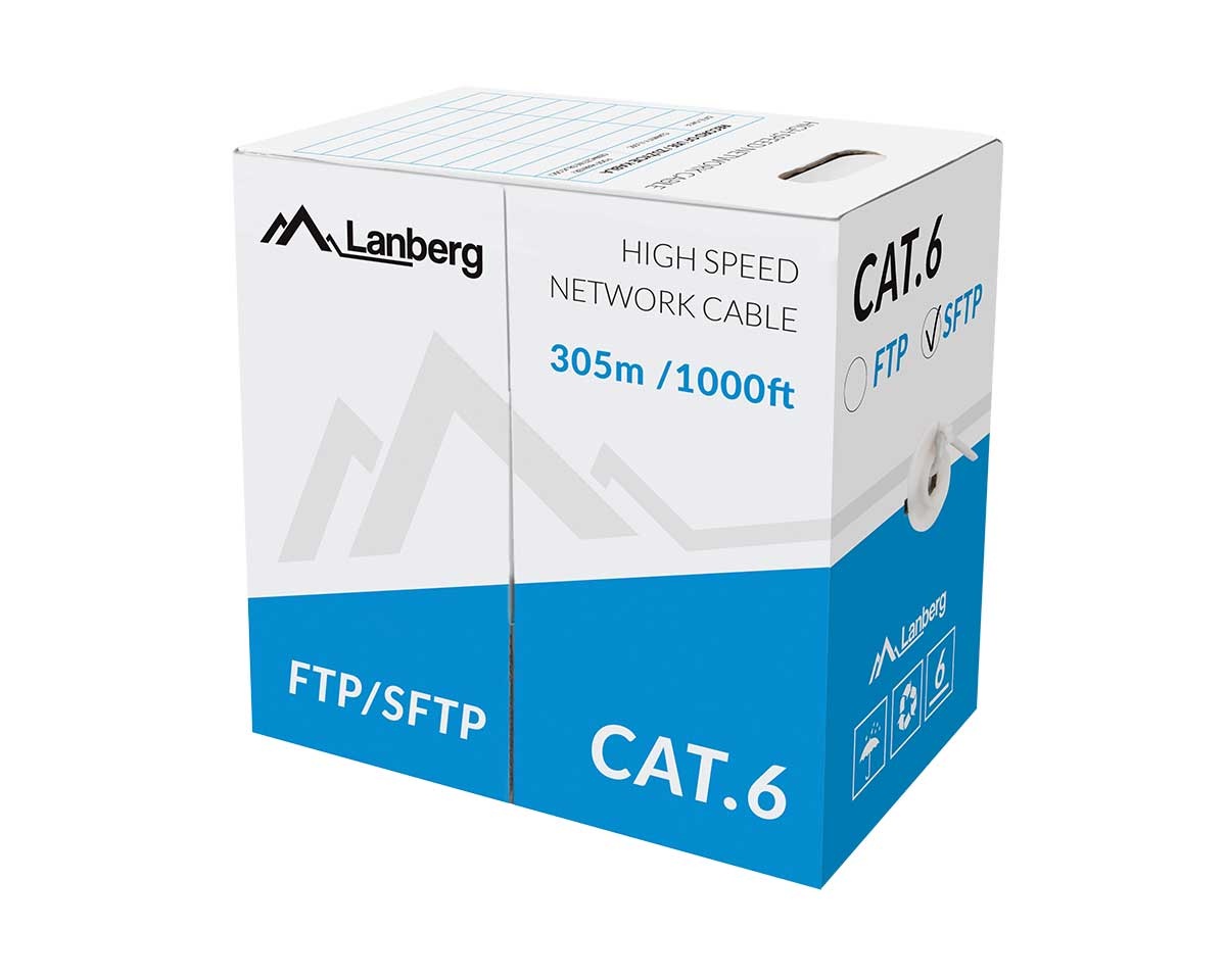 Lanberg 305 Meter Cat6 SFTP Nettverkskabel Grå