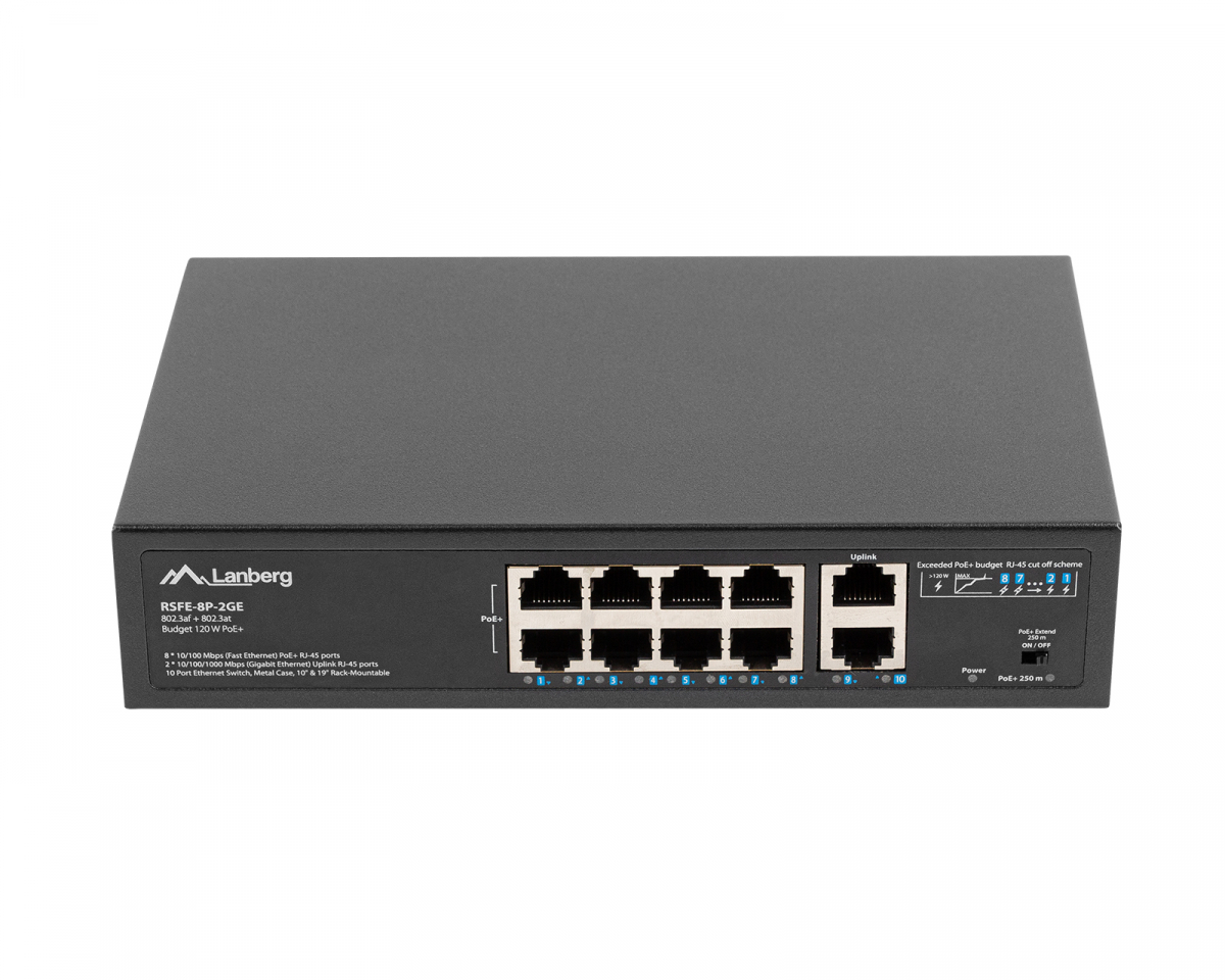 Lanberg Switch Rack” 10-Port 100MB (8-Port POE, 30W/Port Max 120W)