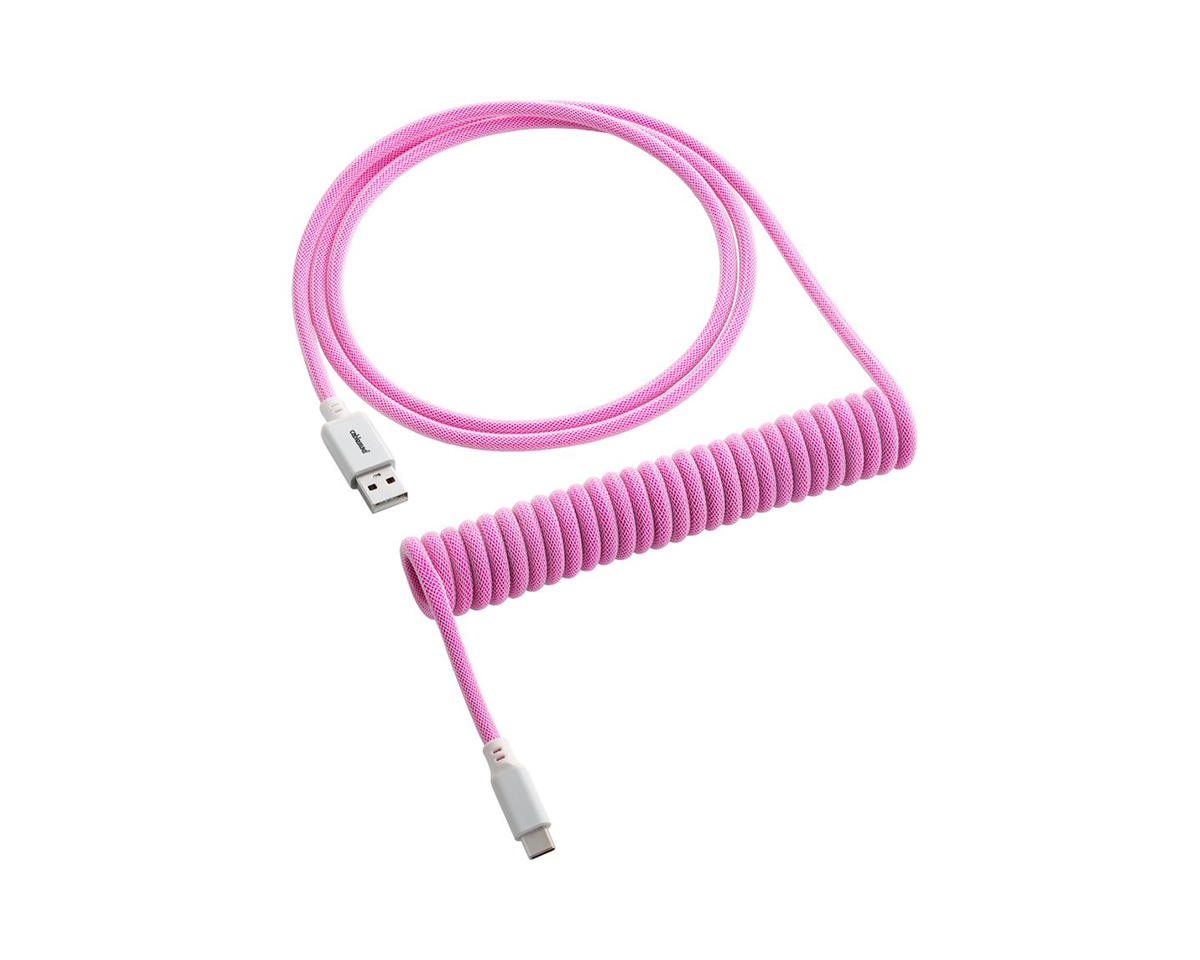 CableMod Classic Coiled Cable USB A to USB Type C, Strawberry Cream - 150cm