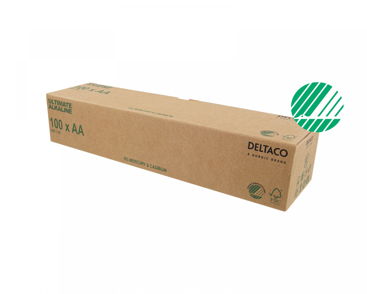 Deltaco Ultimate Alkaline AA-batteri, 100-pack (Bulk)