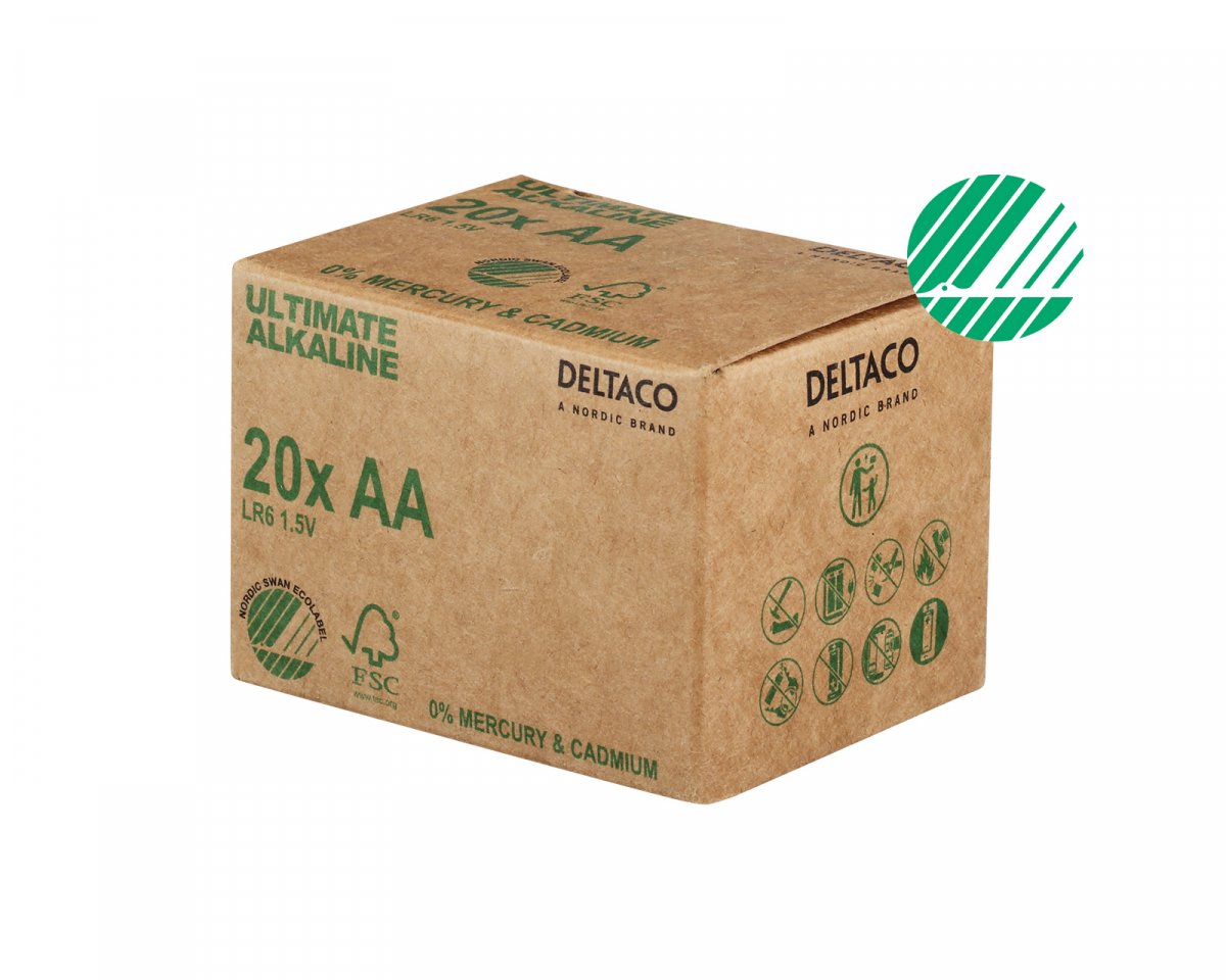 Deltaco Ultimate Alkaline AA-batteri, 20-pack (Bulk)