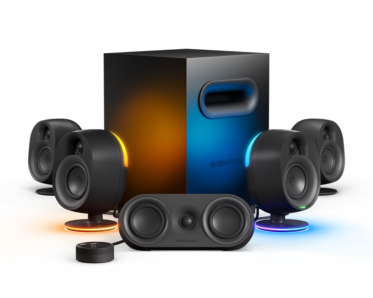 SteelSeries Arena 9 Illuminated 5.1 Gaming Speakers - Svart RGB Bluetooth-høyttale