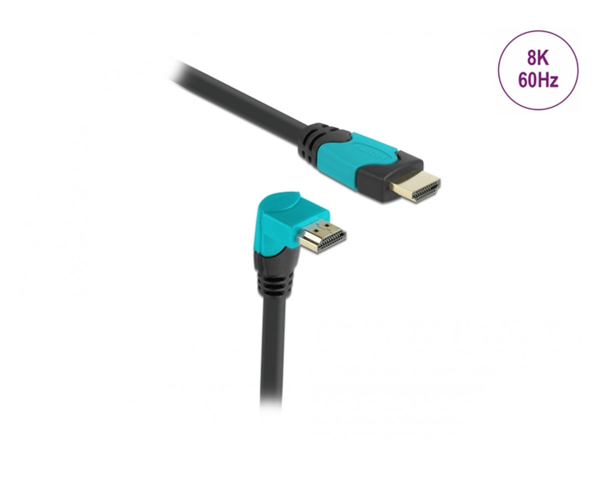 Delock High Speed HDMI-kabel 2.1 Nedovervinklet - Svart - 1m