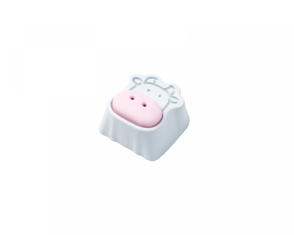 Keychron Cute Cow Silicone Aluminum Alloy Artisan Keycap - Hvit