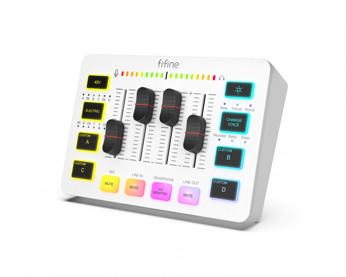 Fifine AMPLIGAME SC3 Gaming USB Mixer - Miksebord for Streaming & Podkast