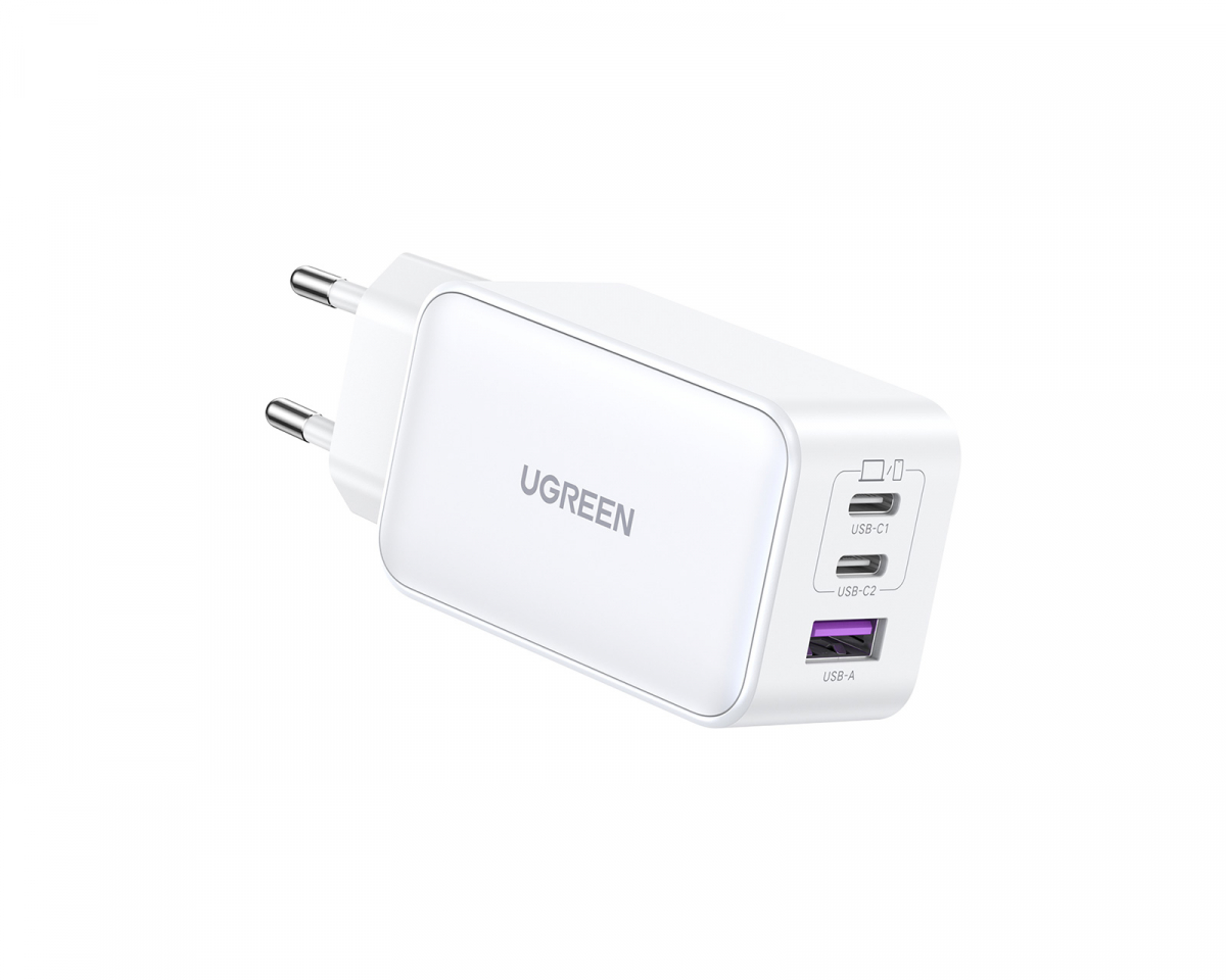UGREEN Nexode 65W 3-Port PD GaN Vegglader - Hvit