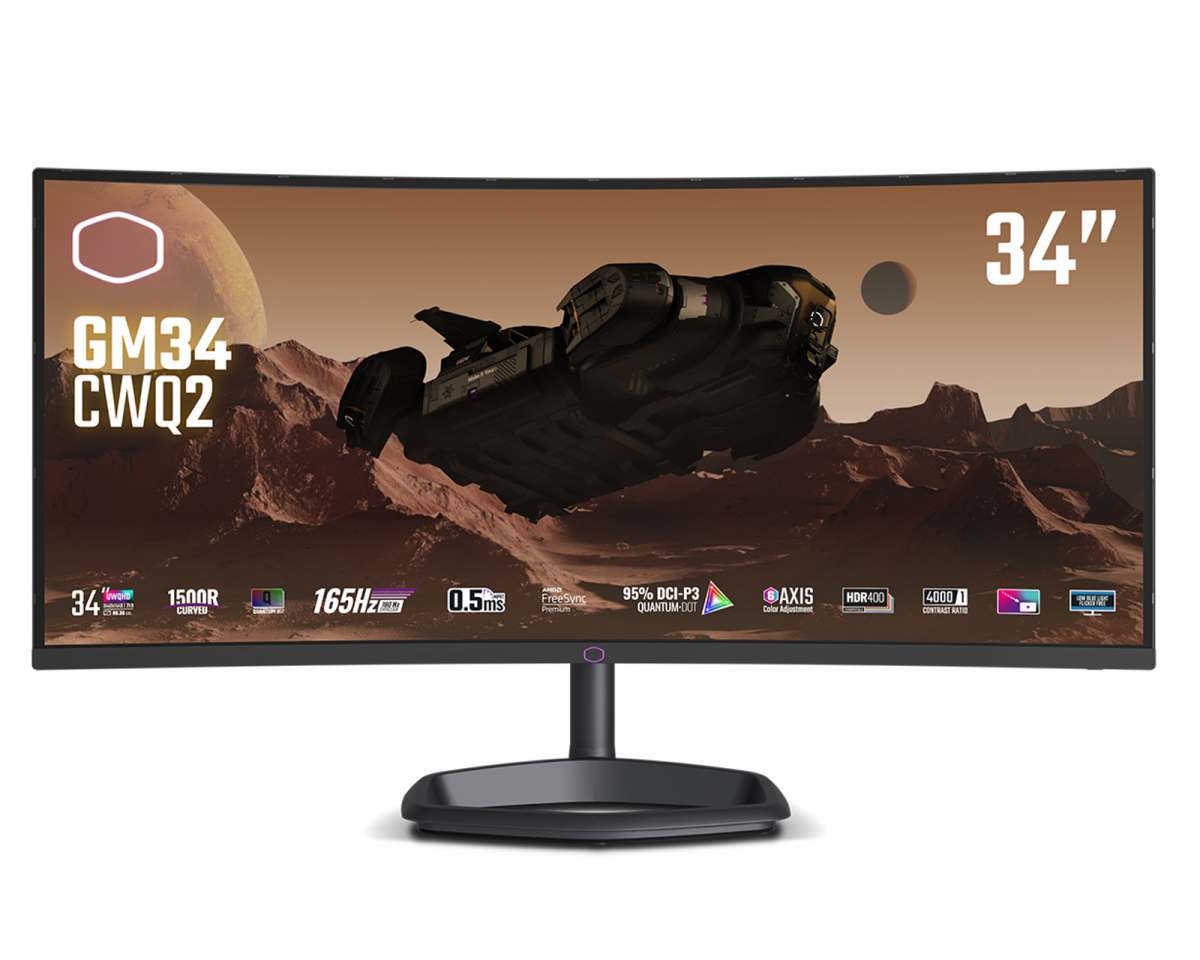 Cooler Master GM34-CWQ2 34" WQHD, 165hz, Quantum Dot, VA, Curved Gamingskjerm