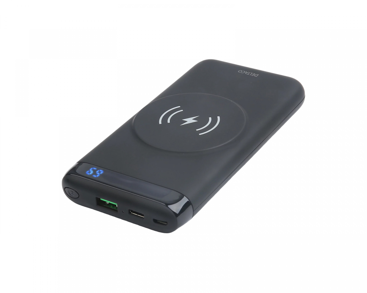 Deltaco Magnetisk Trådløs 10.000 mAh Powerbank - Svart