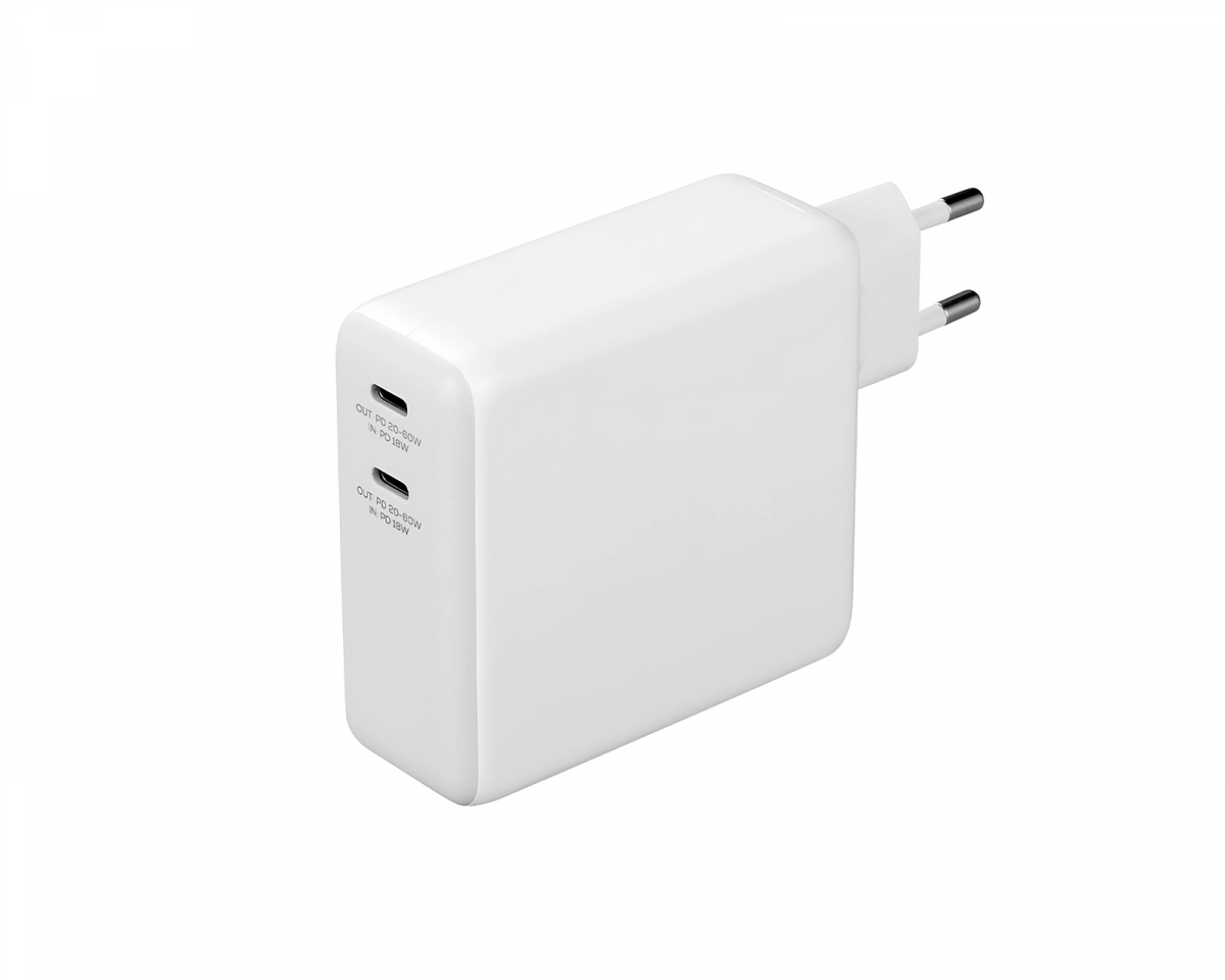 Deltaco USB-C Vegglader og Powerbank 9600 mAh - Hvit