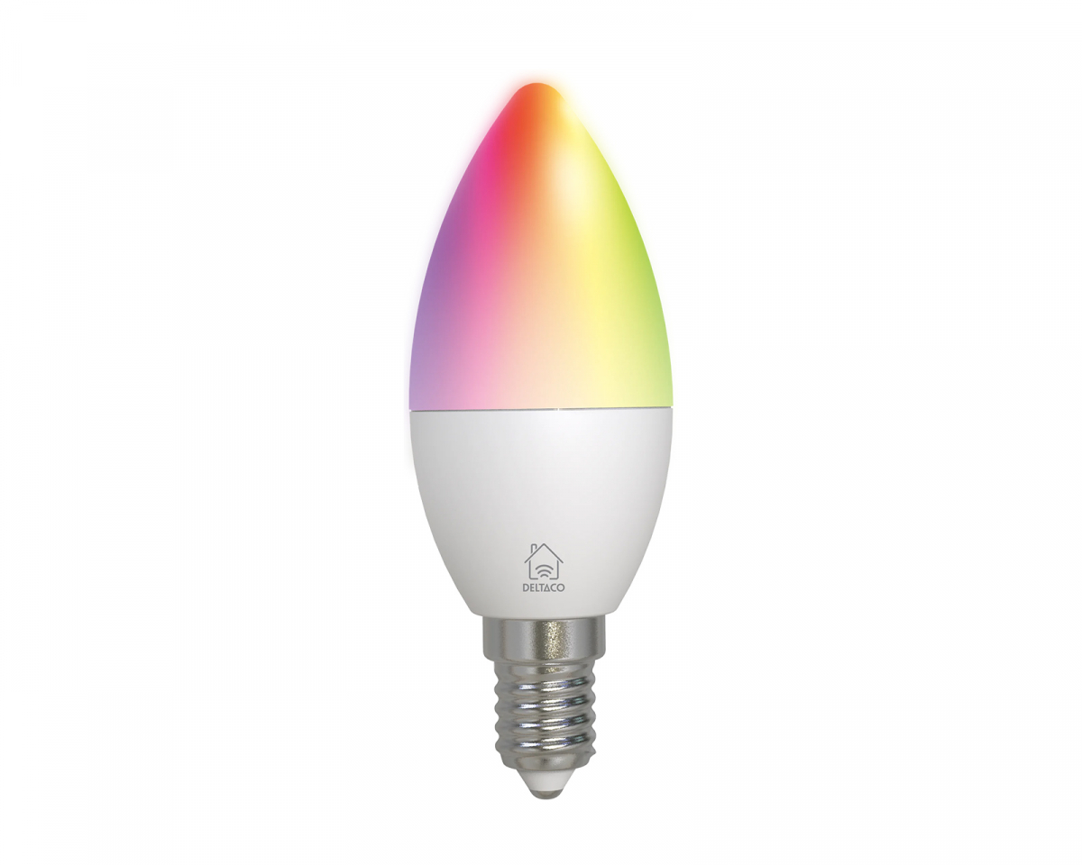 Deltaco Smart Home RGB LED Lampe E14 C37 WiFi 4.9W, RGB