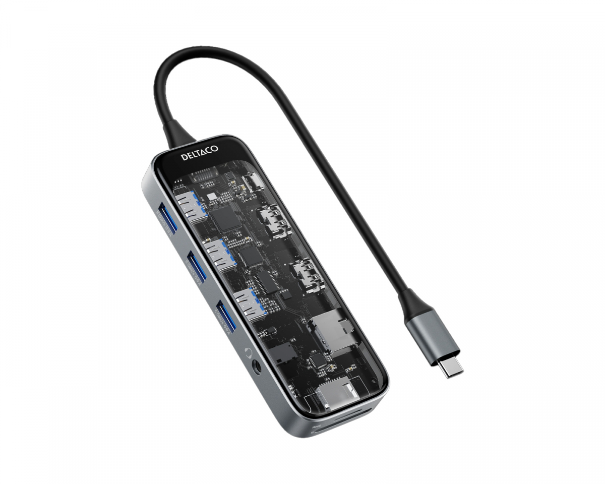 Deltaco Transparent USB Dockningsstation - 10 porter