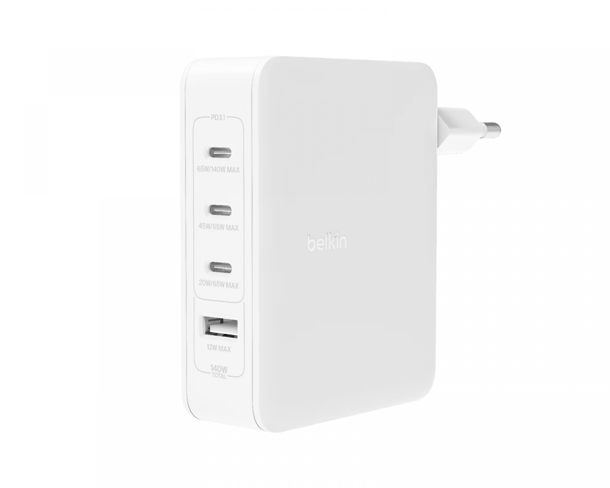 Belkin Boost Charge 140W USB-C Vegglader - 4-port - Svart