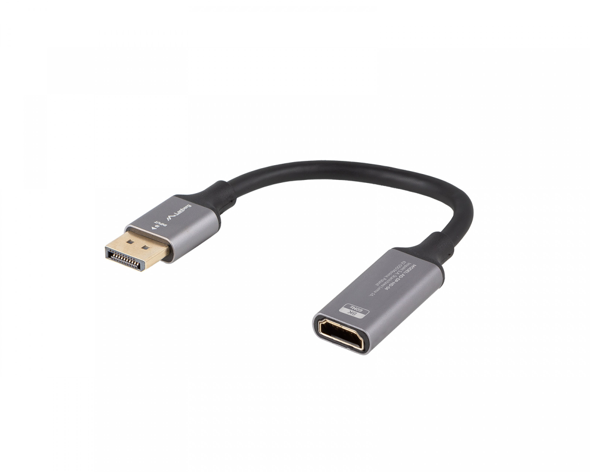 Lanberg DisplayPort til HDMI Adapter 8K Svart - 0.2m