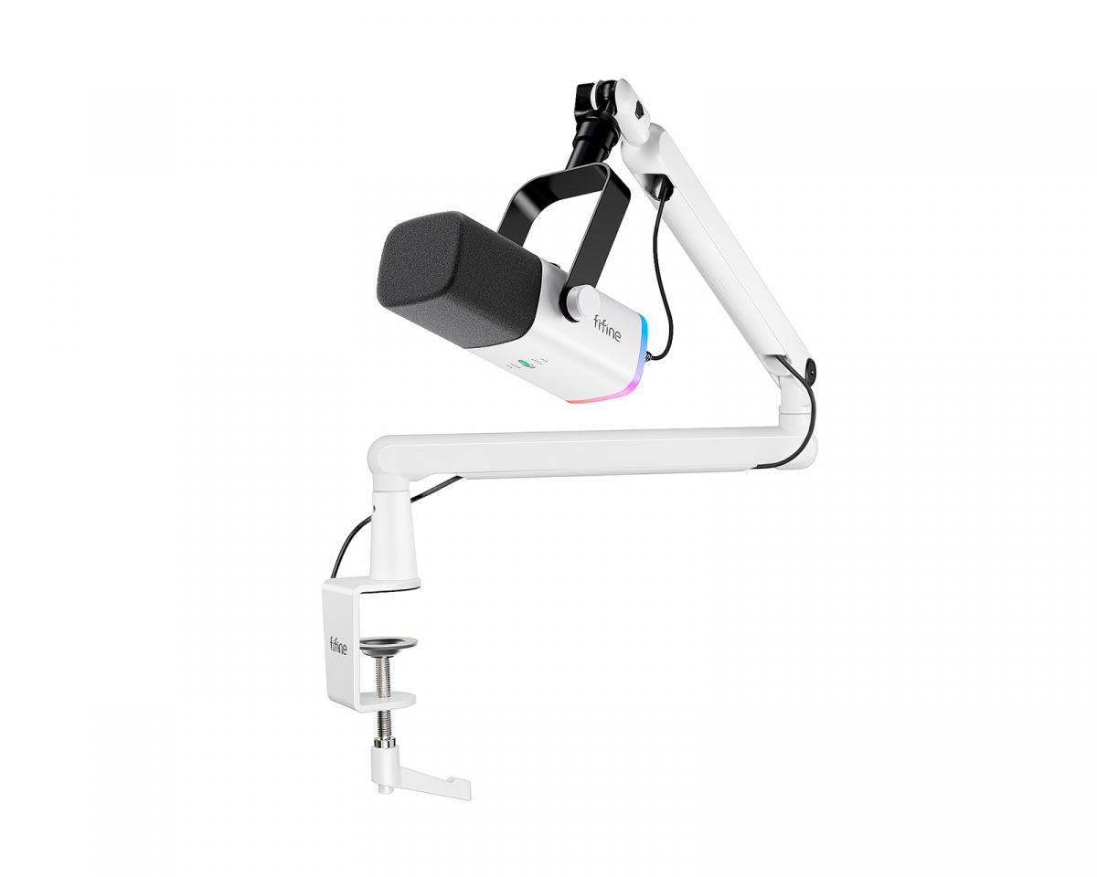 Fifine TAM8 Dynamisk Mikrofon med Mikrofonstativ - Hvit