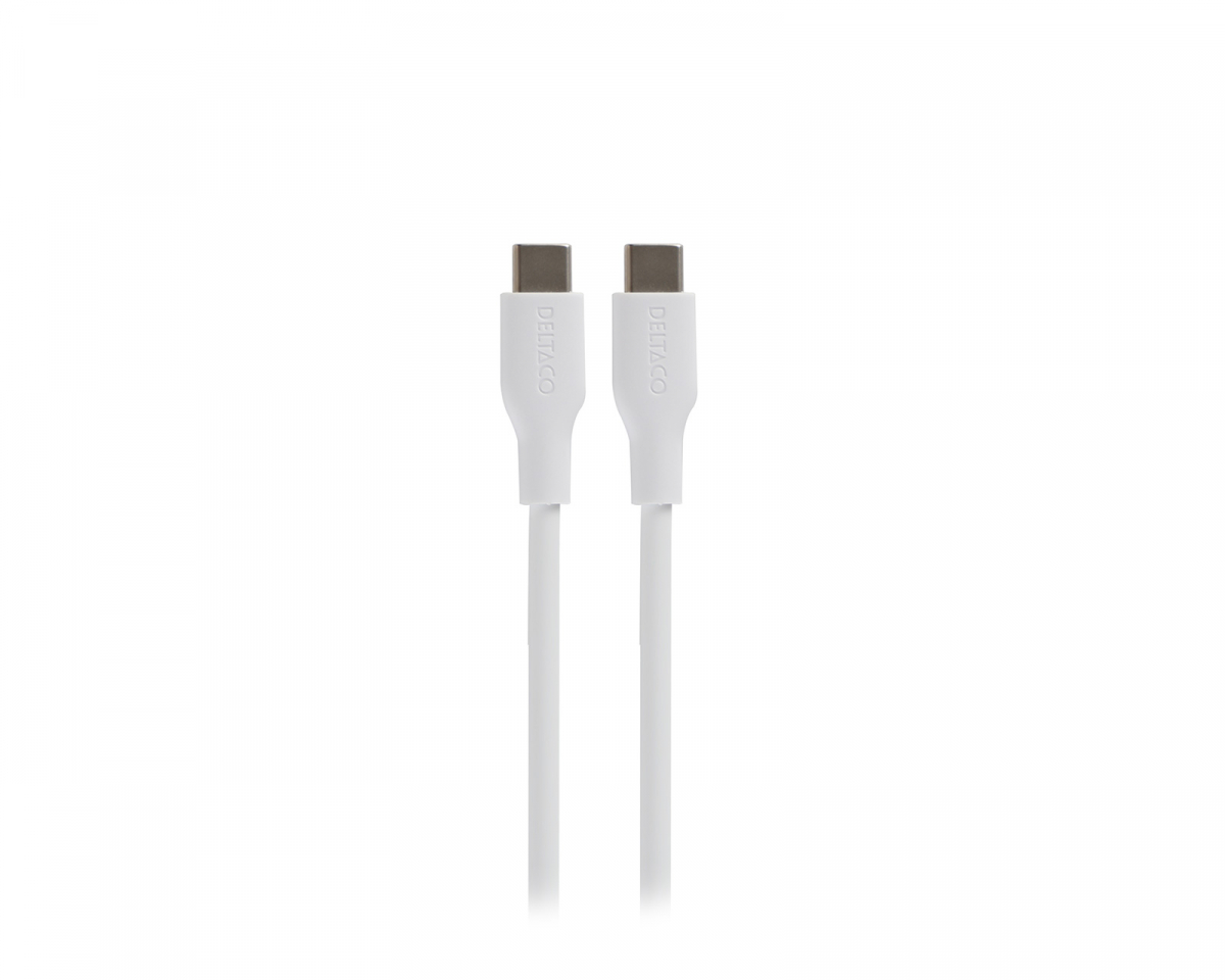 Deltaco USB-C Ladekabel 60W Silikon - Hvit - 1,5m