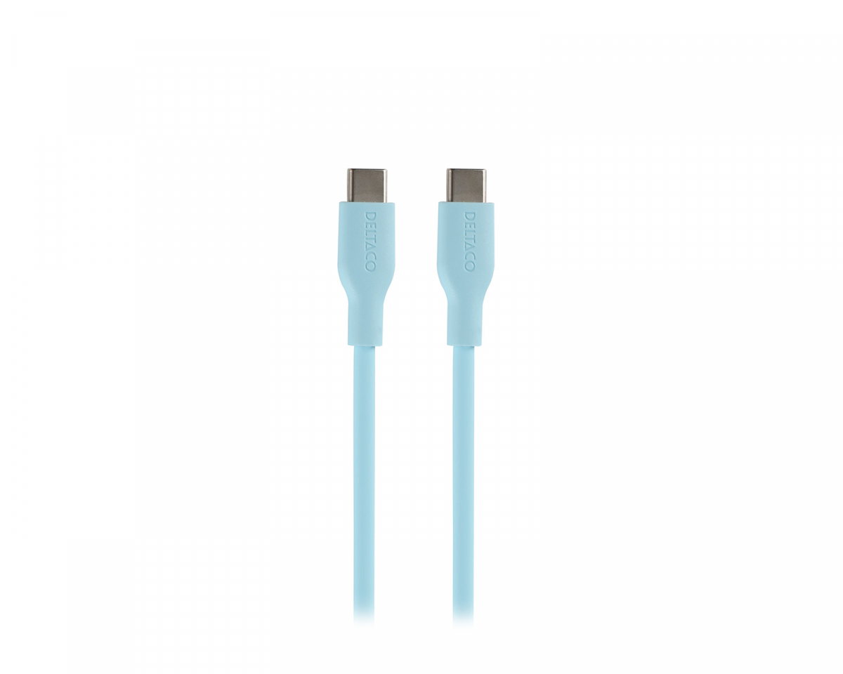 Deltaco USB-C Ladekabel 60W Silikon - Turkis - 1,5m