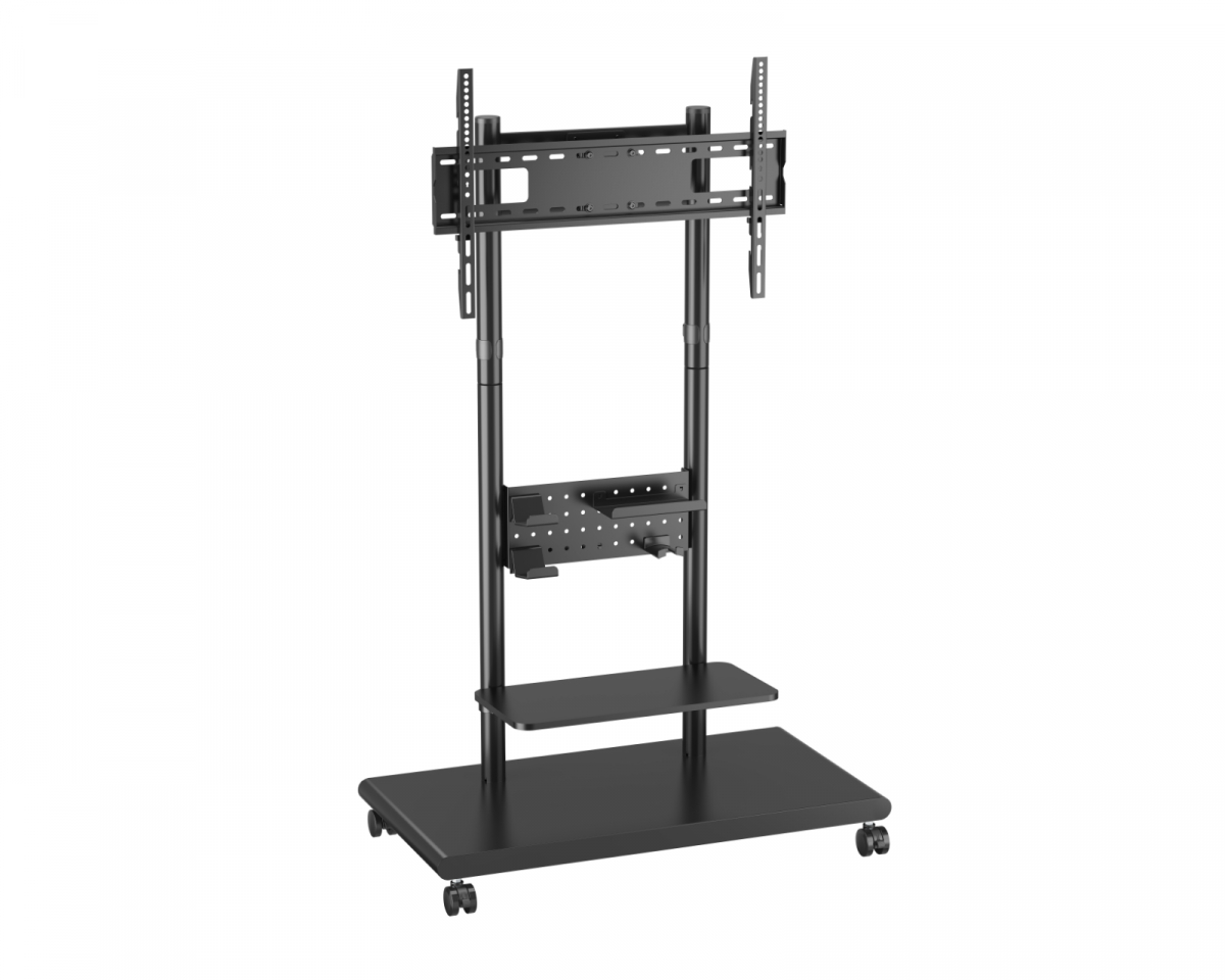 MaxMount TV Stativ med hyller 50"-90" - Svart