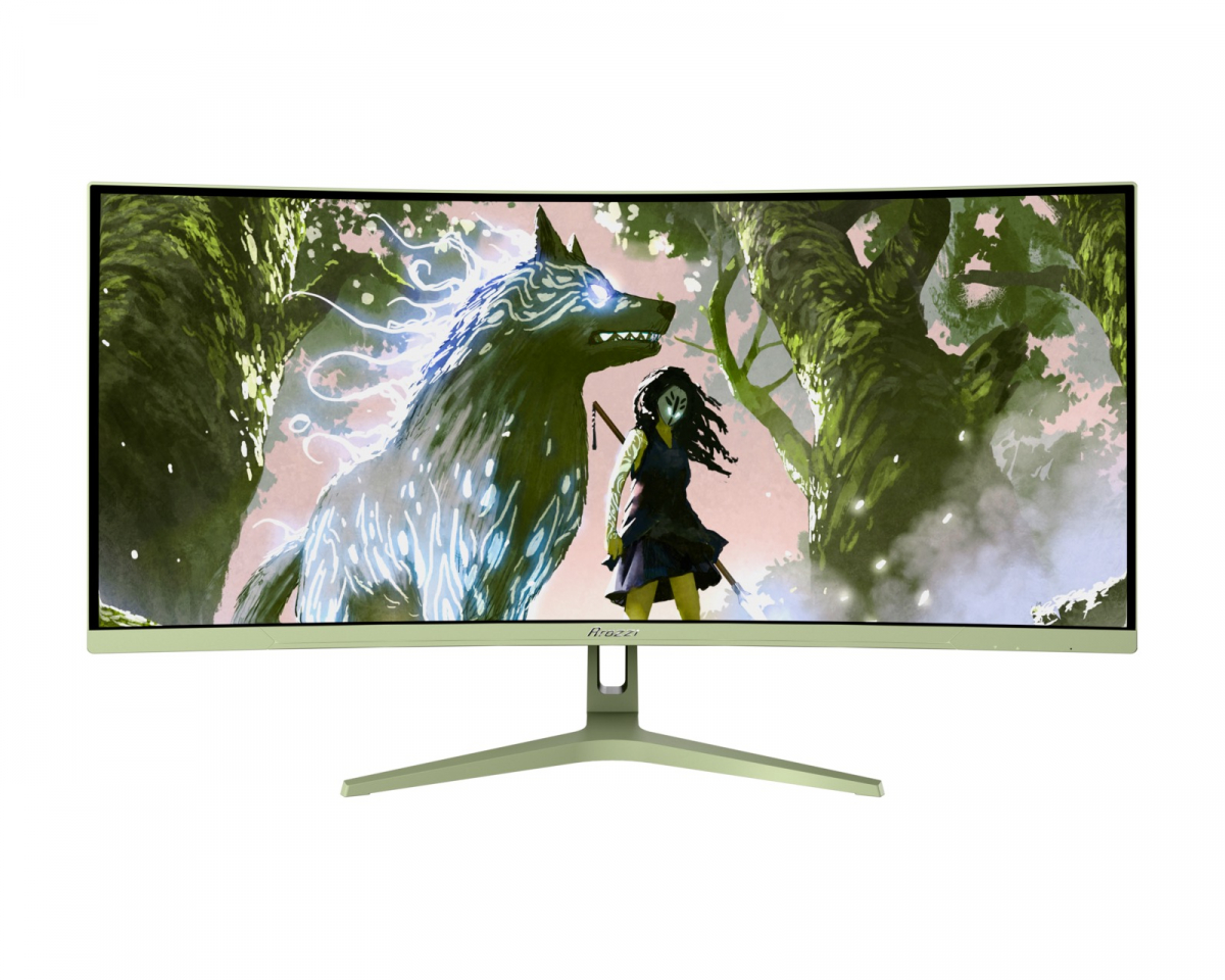 Arozzi Nova 34" Curved VA 3440x1440 165 Hz Gamingskjerm - Forest Green