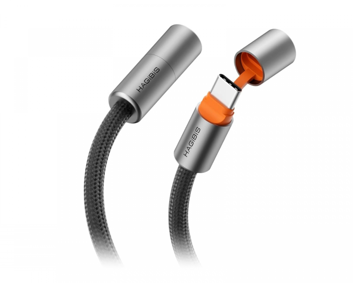 Hagibis USB-C 240W Hurtigladerkabel med hette – Oransje – 2m