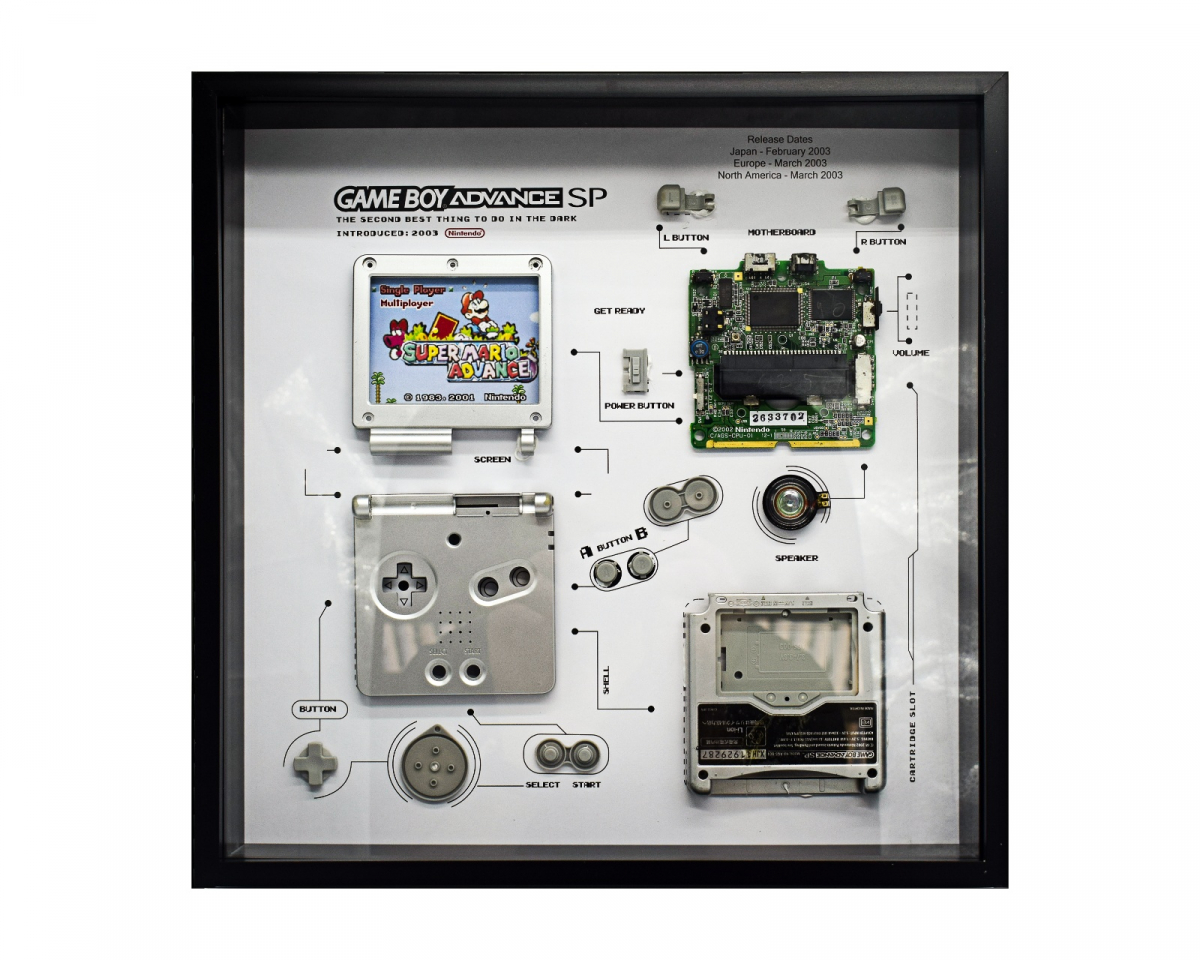 GRC Retro Art Nintendo Gameboy SP Konsoll Utstilling - Sølv