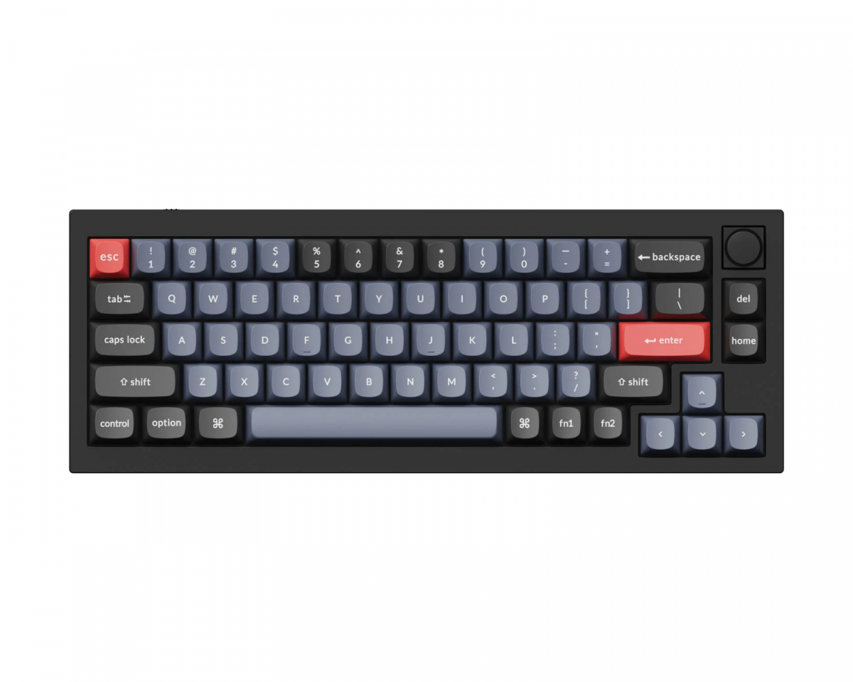 Keychron Q2 Hotswap Knob ISO Tastatur - Svart [Gateron G Pro Red]