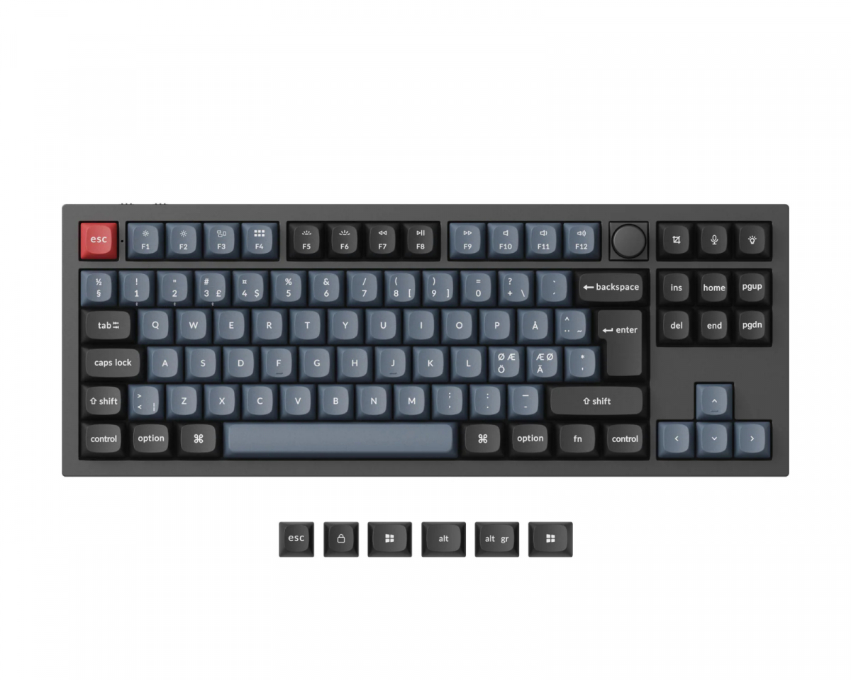 Keychron Q3 Pro Hotswap Knob ISO Tastatur – Svart [K Pro Red]