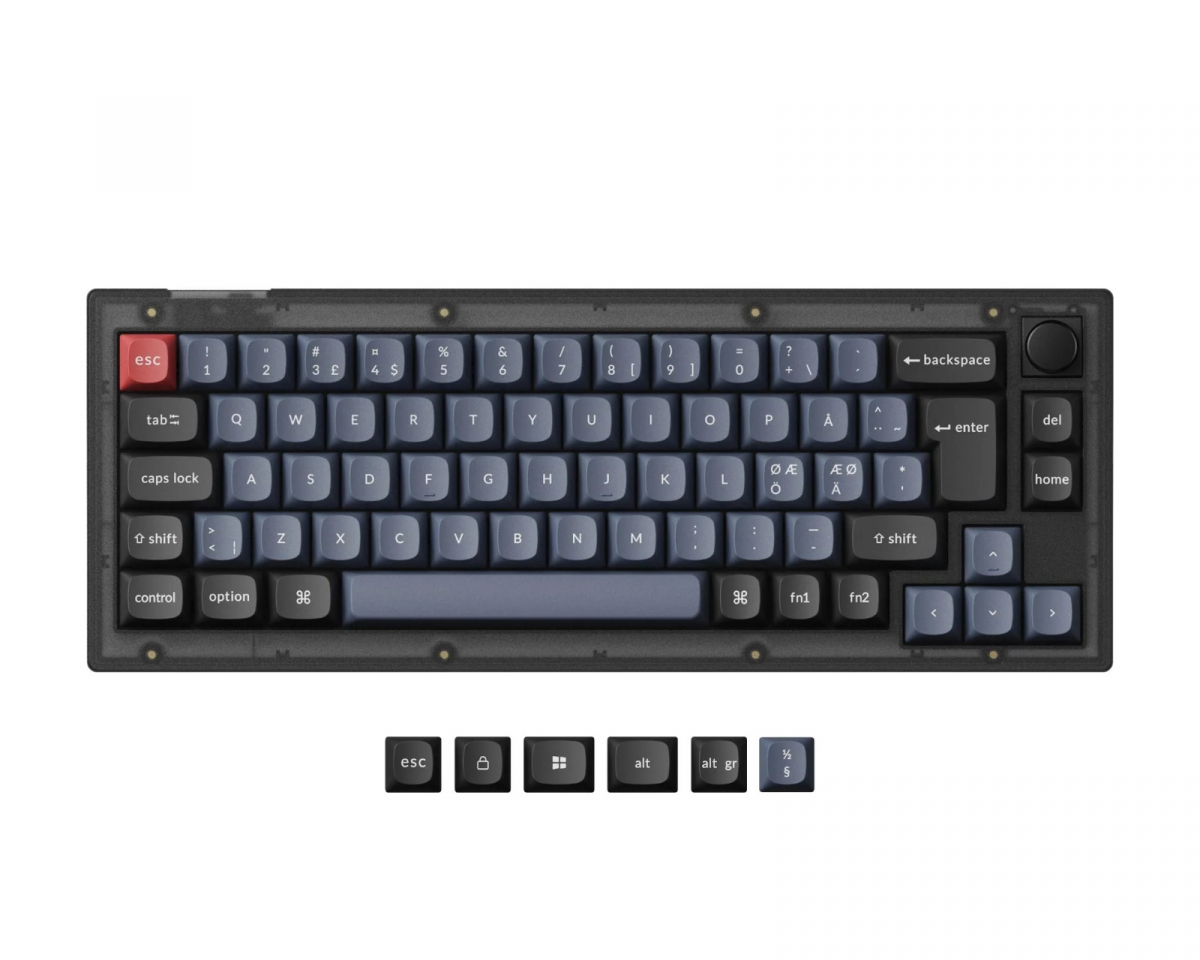 Keychron V2 Hotswap Knob ISO Tastatur - Frosted Black [K Pro Brown]