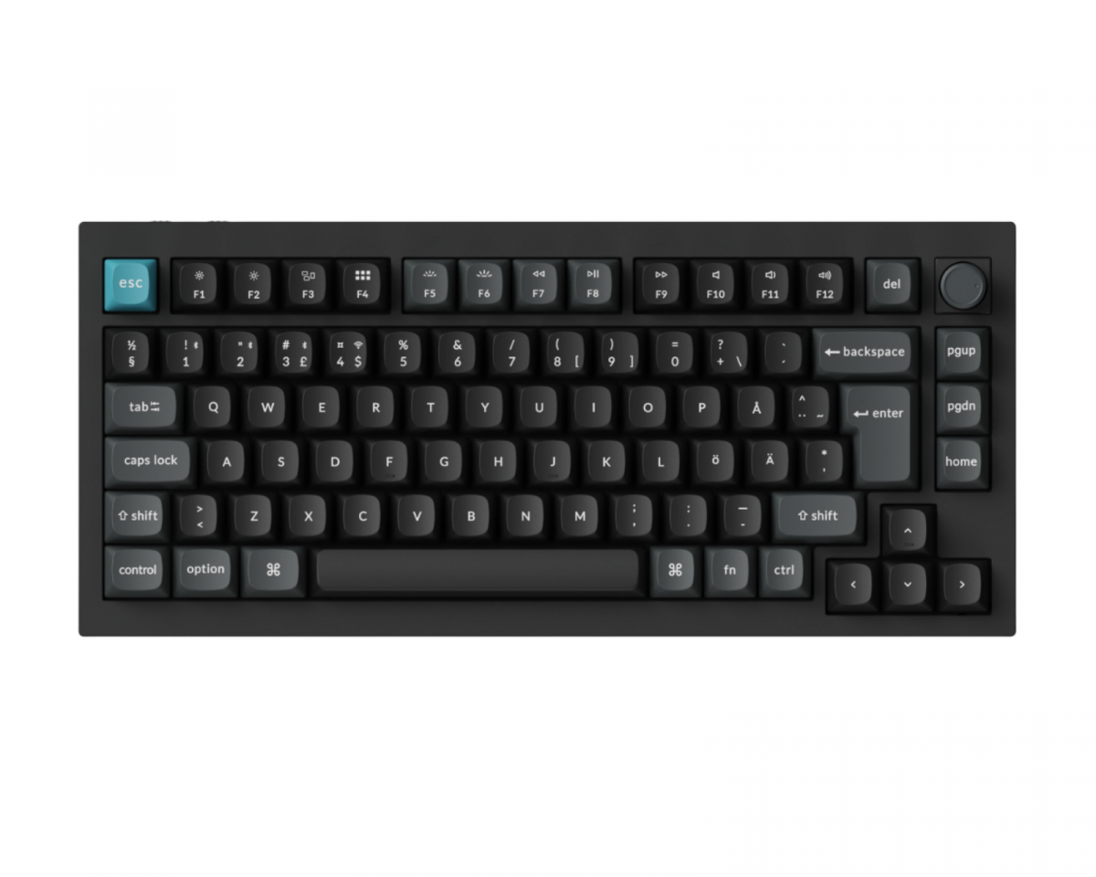 Keychron Q1 Ultra 8K Hotswap Knob Trådløst ISO Tastatur - Svart [Silk POM Brown