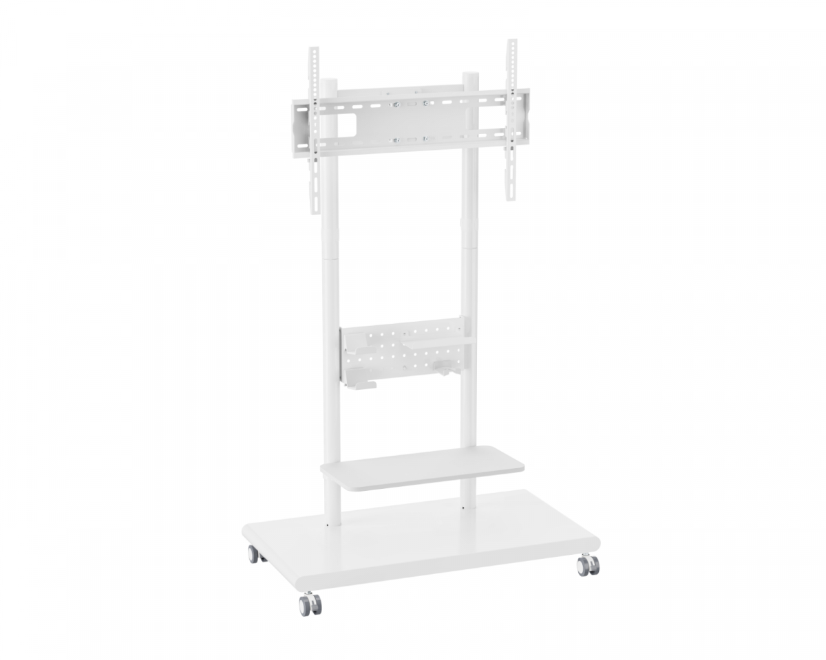 MaxMount TV Stativ med hyller 50"-90" - Hvit