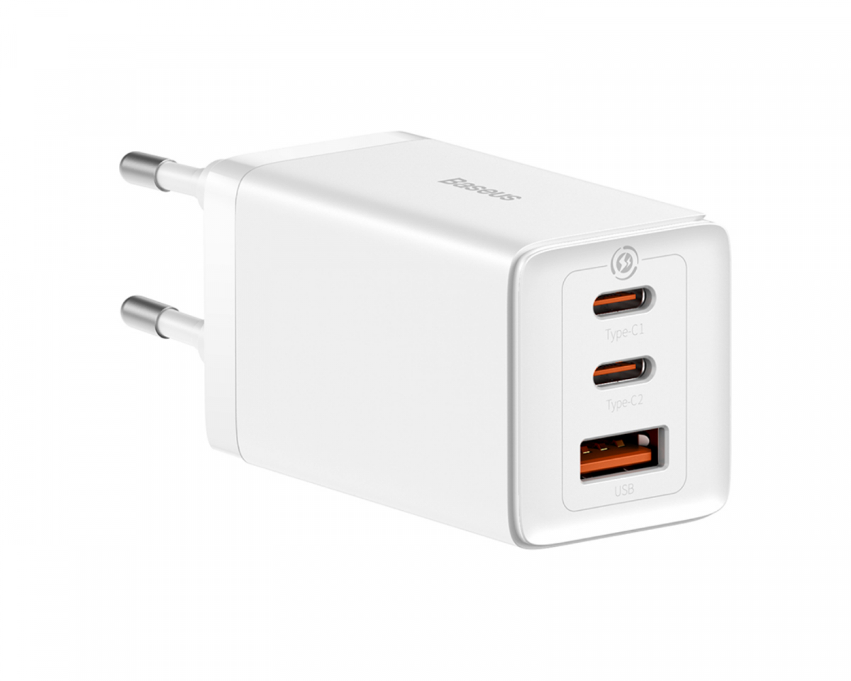 Baseus GaN5 Pro Hurtiglader 2C+U 65W - Hvit