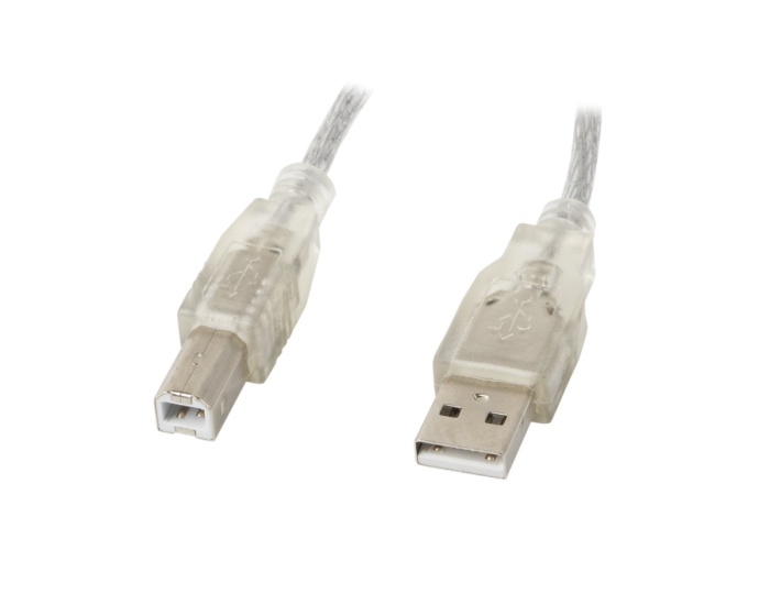 Lanberg USB-A til USB-B 2.0 Kabel Transparent (5 Meter)