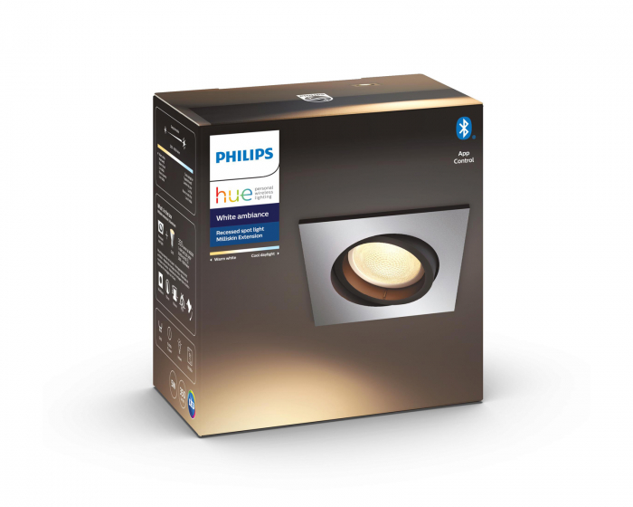 Philips Hue Milliskin, Lampe Innfelt Spotlight - Aluminium