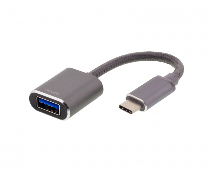 Deltaco USB-C til USB-A OTG adapter - Aluminium