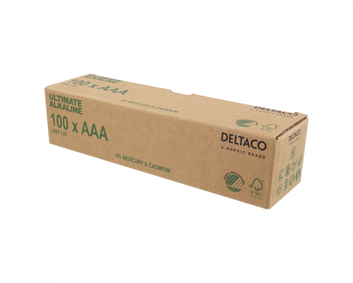 Deltaco Ultimate Alkaline AAA-batteri, 100-pack (Bulk)