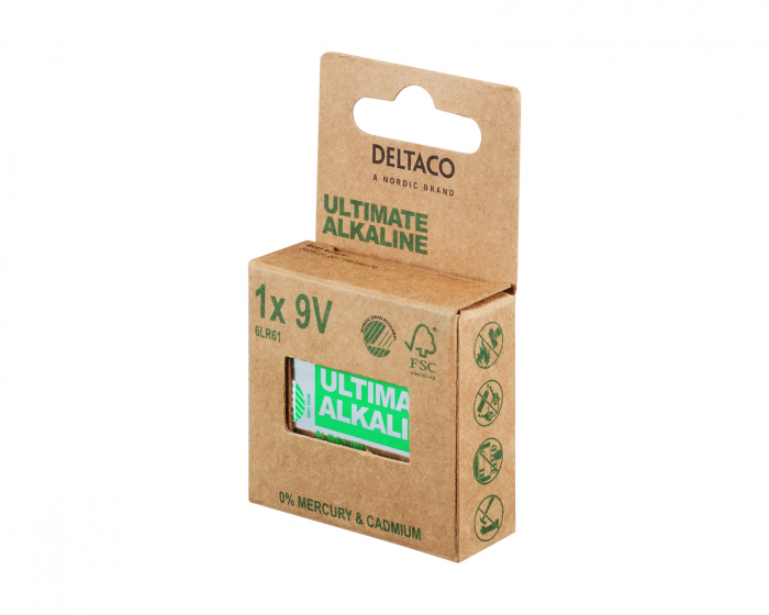 Deltaco Ultimate Alkaline 9V-batteri, 1-pack