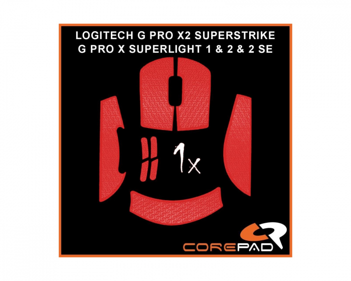 Corepad Soft Grips til Logitech G PRO X SUPERLIGHT 1 / 2 / 2 SE & X2 SUPERSTRIKE - Rød