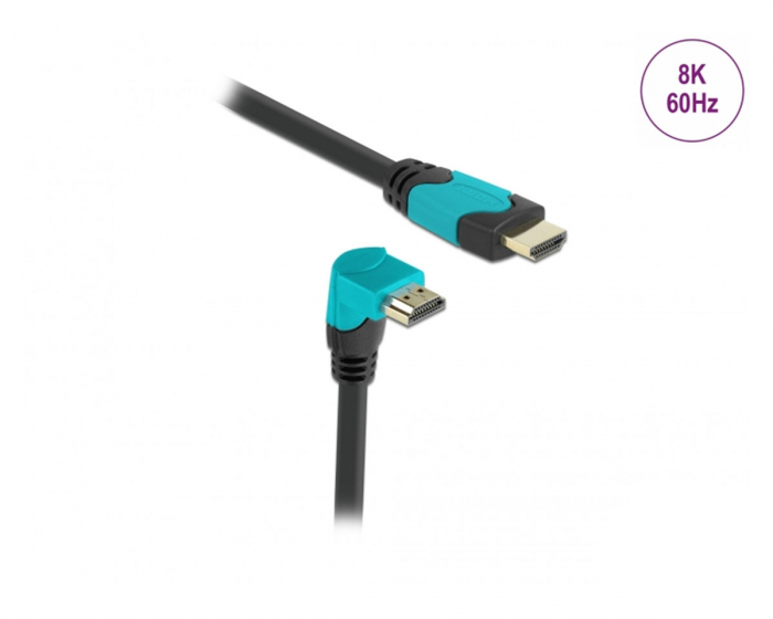 Delock High Speed HDMI-kabel 2.1 Nedovervinklet - Svart - 1m