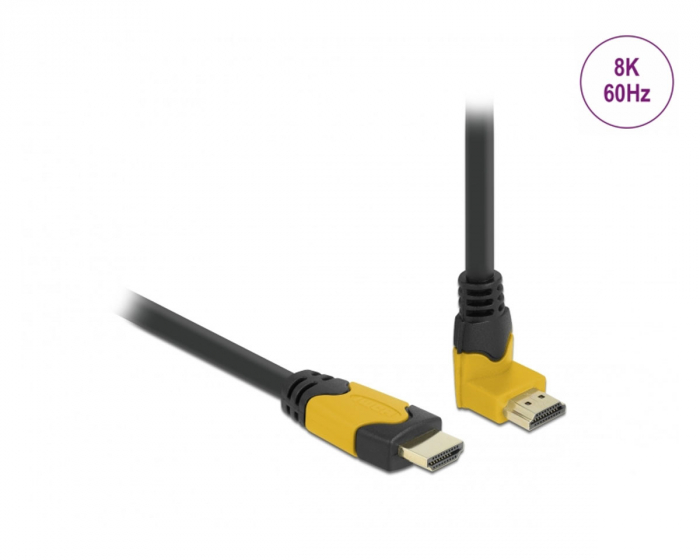 Delock High Speed HDMI-kabel 2.1 Oppovervinklet - Svart - 1m