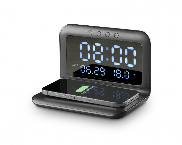 Cellularline Smart Clock - Digital Vekkerklokke med Trådløs Lading