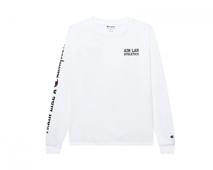 Aim Lab x Champion - Hvit Long-Sleeve Tee - Small