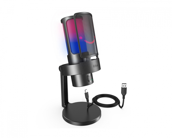 Fifine AMPLIGAME A8 Plus RGB USB Gaming Mikrofon med 4 polarmønstre (PC/PS4/PS5) - Svart