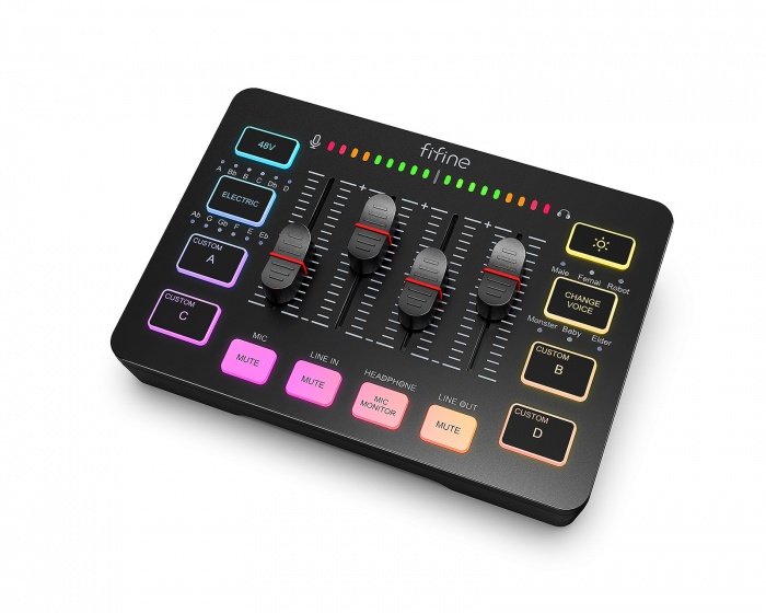 Fifine AMPLIGAME SC3 Gaming USB Mixer - Miksebord for Streaming & Podkast