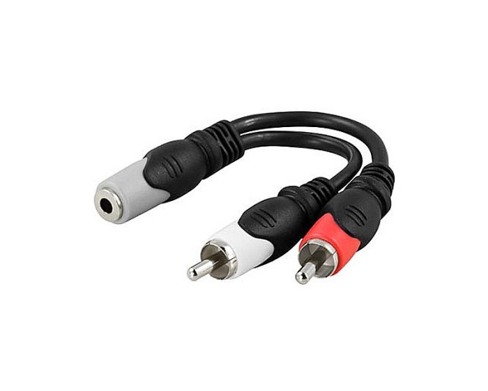 Deltaco 3.5mm ho til 2x RCA ha 0.1m Svart