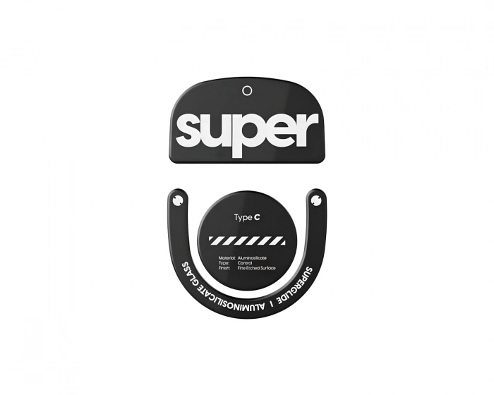 Superglide Type‑C Versjon 2 Glass Skates Logitech Superlight 2 / X2 Superstrike – Svart