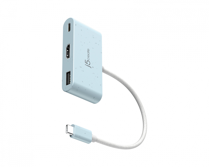 j5create USB-C til HDMI 4K og USB Type-A med 90 W Strømforsyning - Blå