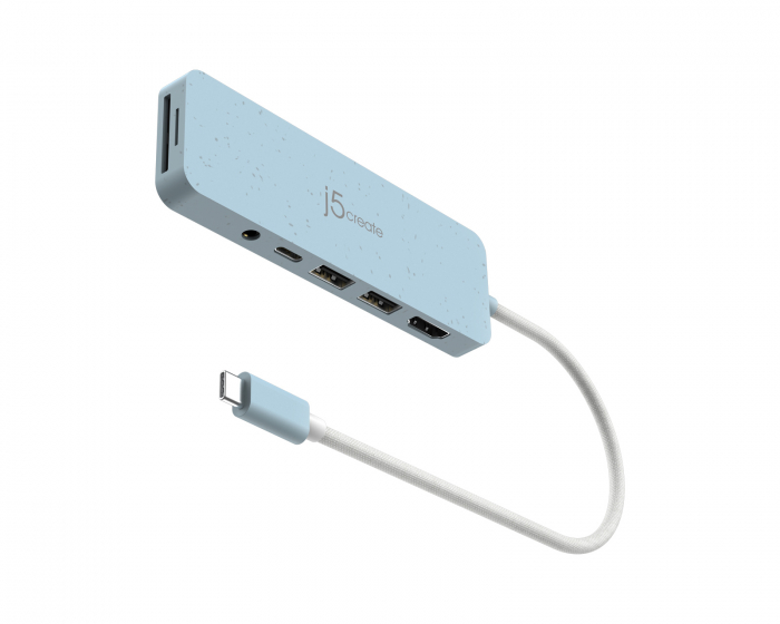 j5create USB-C Multi-Port Hub med 60W Strømforsyning - Blå
