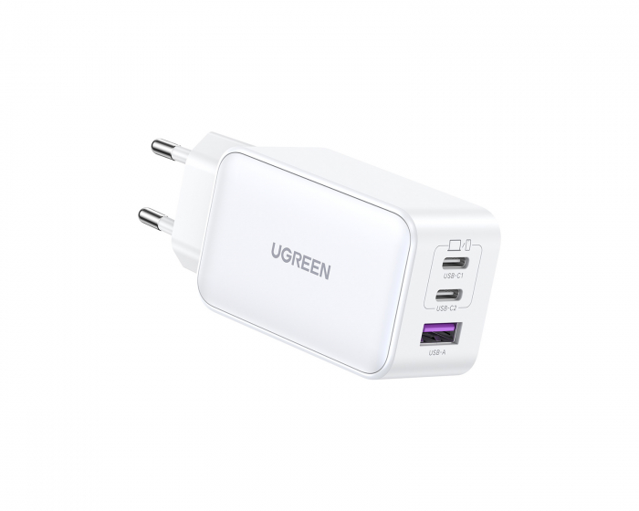 UGREEN Nexode 65W 3-Port PD GaN Vegglader - Hvit