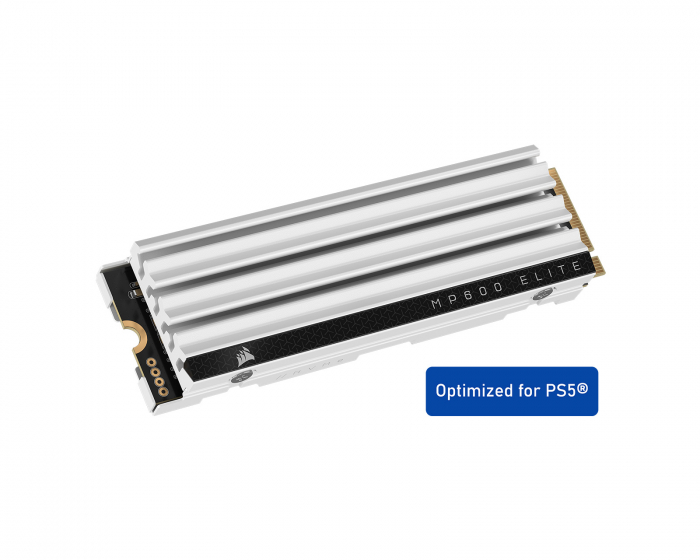 Corsair MP600 Elite PCIe Gen4 x4 NVMe M.2 SSD til PS5 - 1TB - Hvit