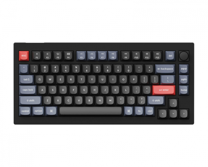 Keychron V1 75% Tastatur Knob Version RGB Hotswap [K Pro Red] - Svart
